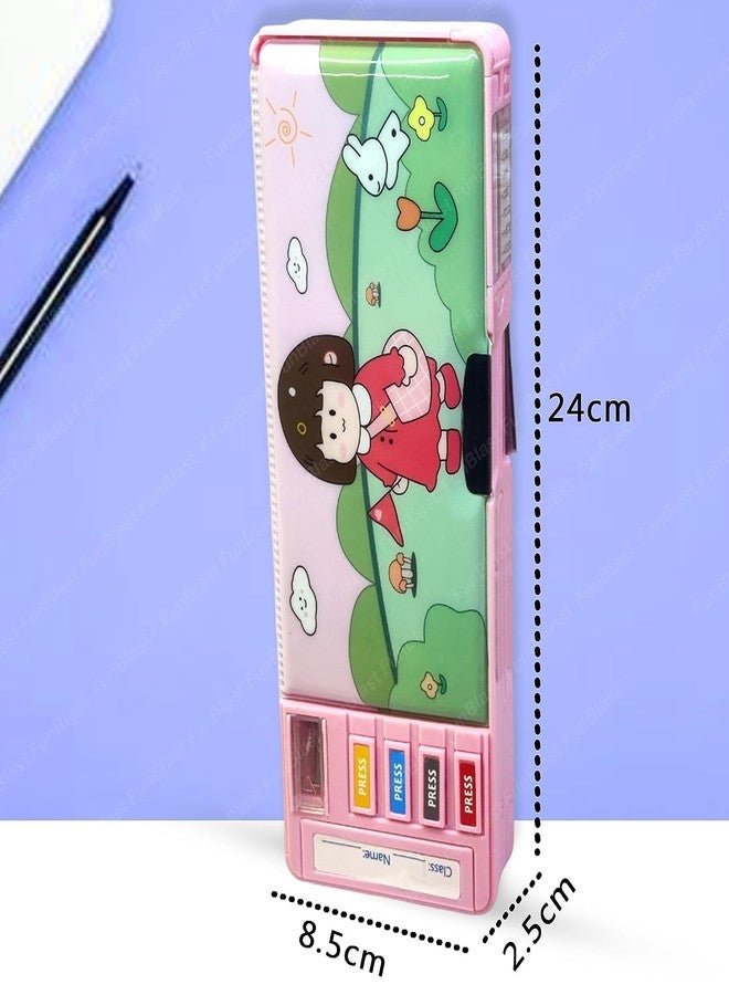 LONGMIRE Plastic Pencil Box with Code Lock Pen Case Large Capacity Multi-Layer Multi-Function Storage Bag Secret Compartment Pencil Box for Kids- Multi-Color (Girl) - Image 2